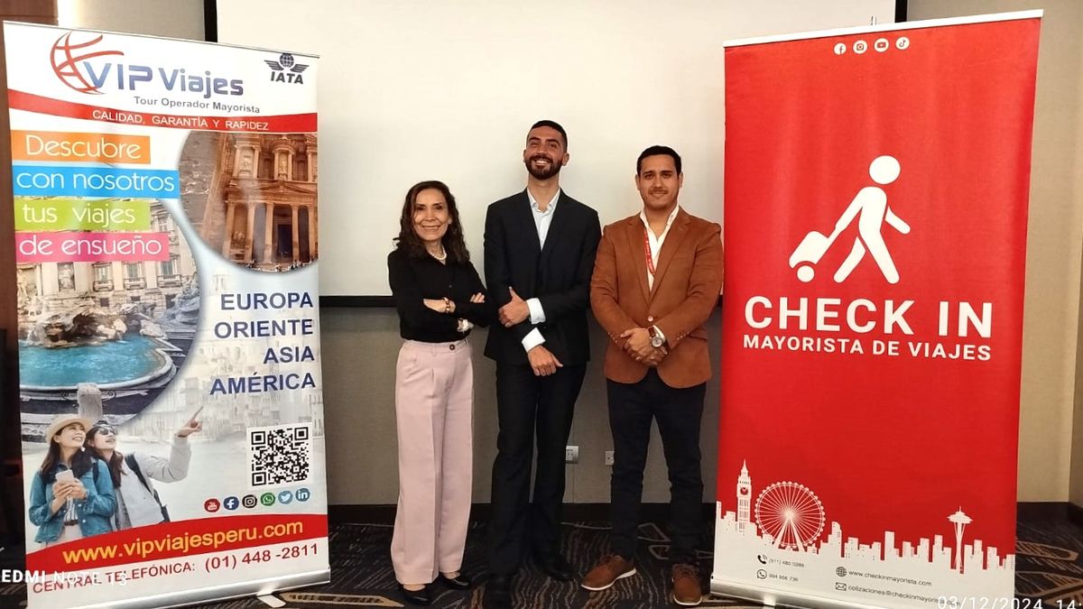 Mary Guizado, gerente general de Vip Viajes; Ricardo Marques, representante comercial de Wamos; y Paul Ruiz, gerente general de Check In. - Ladevi Medios y Soluciones Mary Guizado, gerente general de Vip Viajes; Ricardo Marques, representante comercial de Wamos; y Paul Ruiz, gerente general de Check In.