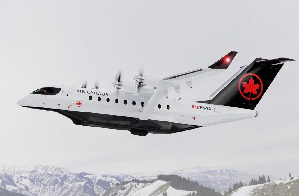 Una imagen del ES-30 de Heart Aerospace con los colores de Air Canada.