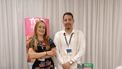 Jeniffer Rivera y Ulises Barriga de Grupo Xcaret estuvieron presentes en el Workshop de Ladevi en Quito.