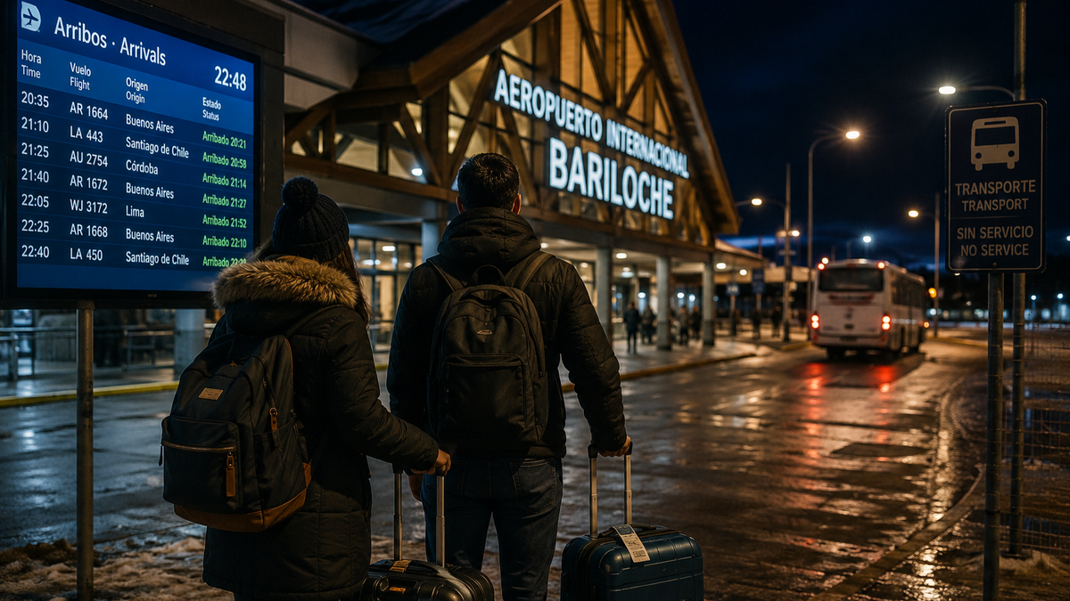 La falta de transporte terrestre nocturno entre Bariloche y El Bolsón deja a turistas sin conexión tras la llegada de vuelos.
