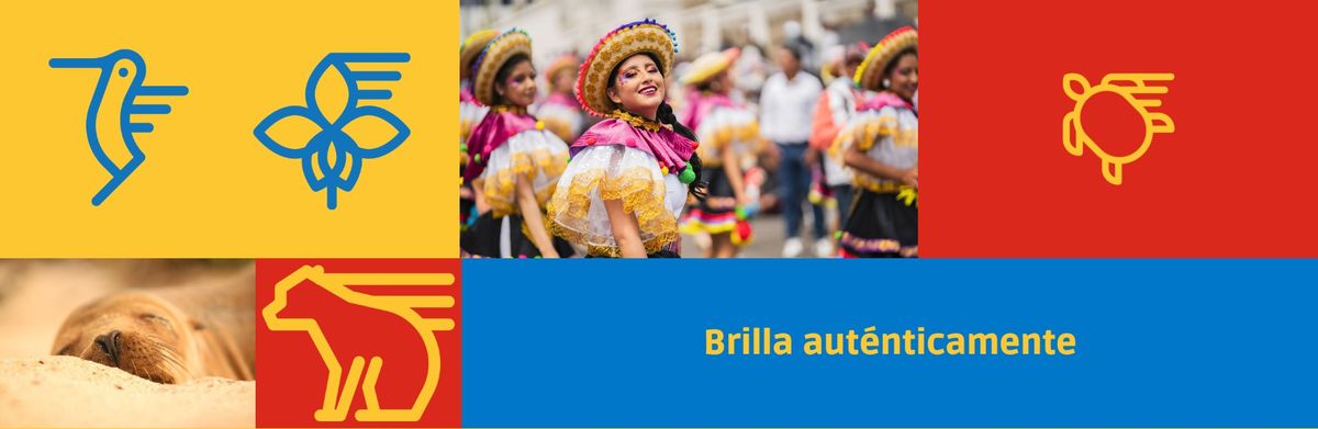 "Brilla aut&eacute;nticamente" es la frase que acompa&ntilde;a y complementa la identidad de la Marca Pa&iacute;s Ecuador.