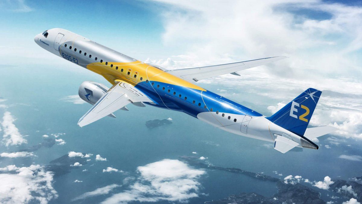 Así se ve un Embraer E195E2, como los que quiere incorporar Aerolíneas Argentinas.