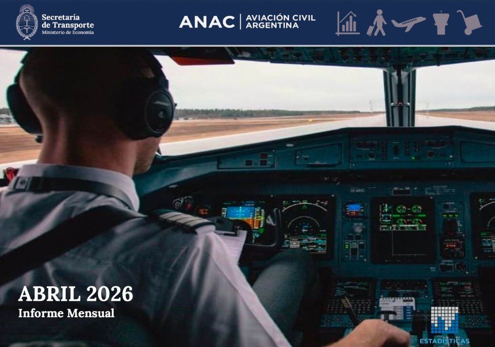 Cubierta del informe estadístico de ANAC correspondiente al tráfico aéreo de abril de 2026.