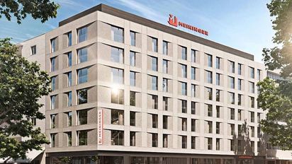 Renderizado de la vista exterior del hotel MEININGER planeado en Madrid