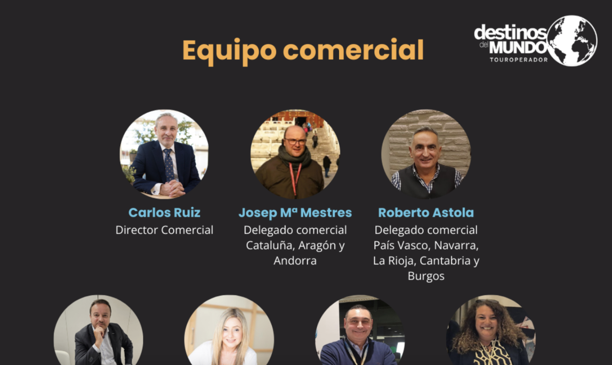 Parte del equipo comercial de Destinos del Mundo.
