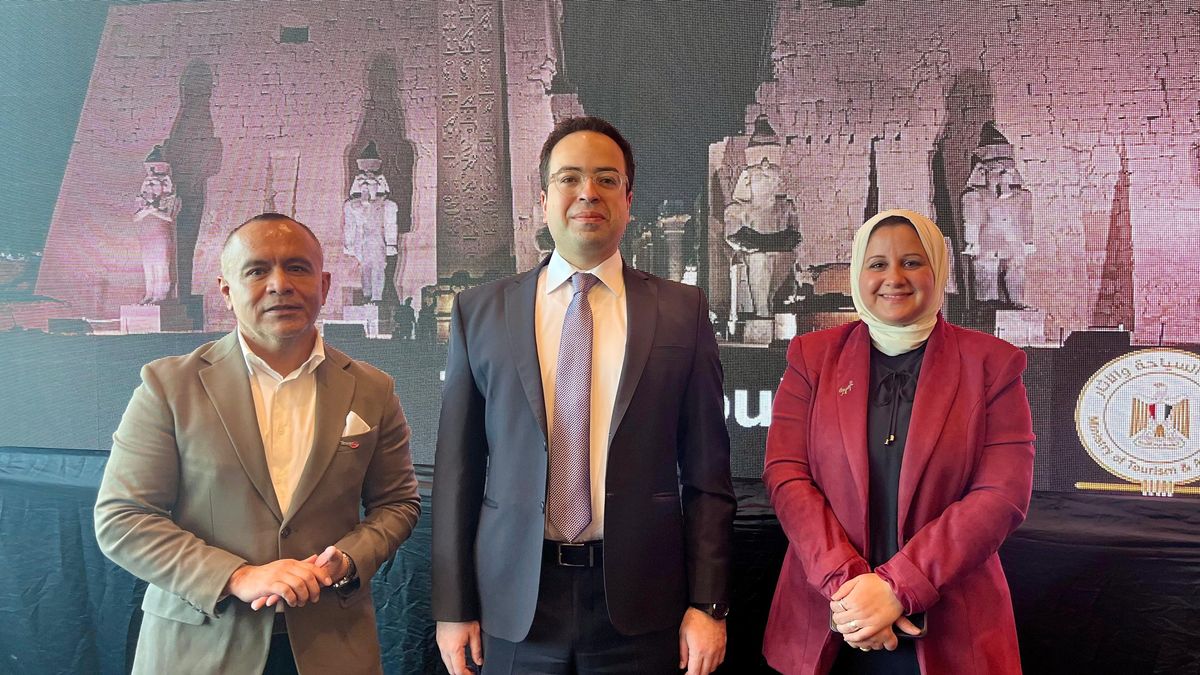 Miguel Galicia, Saad Mazroa y Ghady Fouz durante el evento de Operadora Travel Shop.