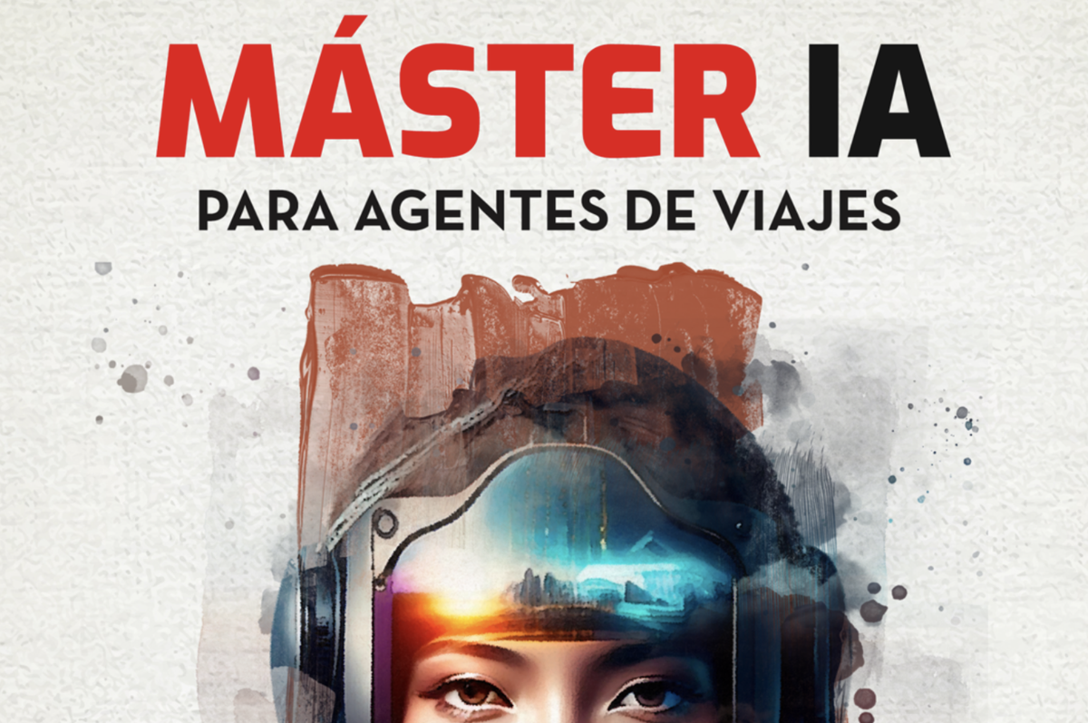 Cartel promocional del master en Inteligencia Artificial para agencias de viajes.