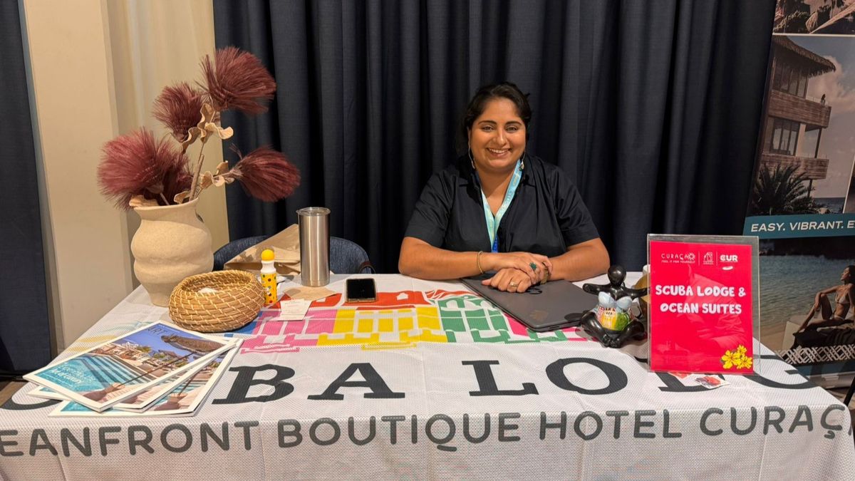 Stand de Scuba Lodge & Ocean Suites, durante las reuniones uno a uno en el marco del Latin American Trade Symposium.