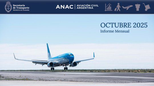 Cubierta del informe estadístico de ANAC correspondiente a lo sucedido en el transporte aéreo durante octubre de 2025