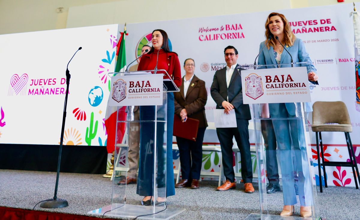 Josefina Rodríguez Zamora, secretaria de Turismo de México; y Marina del Pilar Olmedo, gobernadora de Baja California; brindaron detalles del Tianguis Turístico 2025. Josefina Rodríguez Zamora, secretaria de Turismo de México; y Marina del Pilar Olmedo, gobernadora de Baja California; brindaron detalles del Tianguis Turístico 2025.