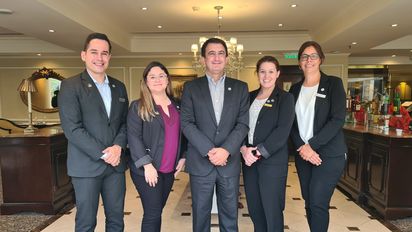 Los anfitriones del encuentro: Oliver Arévalo, Roselyn Colina, Andrés Hasdeu, Micaela Passennheim y Cristina Simonelli. &nbsp; &nbsp;