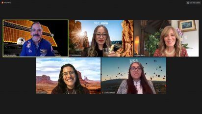 El equipo de Visit The USA y John Herrington.