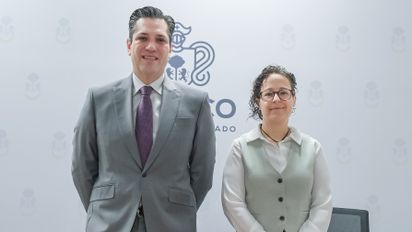 Mauro Garza Marín, Coordinador General Estratégico de Crecimiento y Desarrollo Económico de Jalisco, y Michelle Fridman.