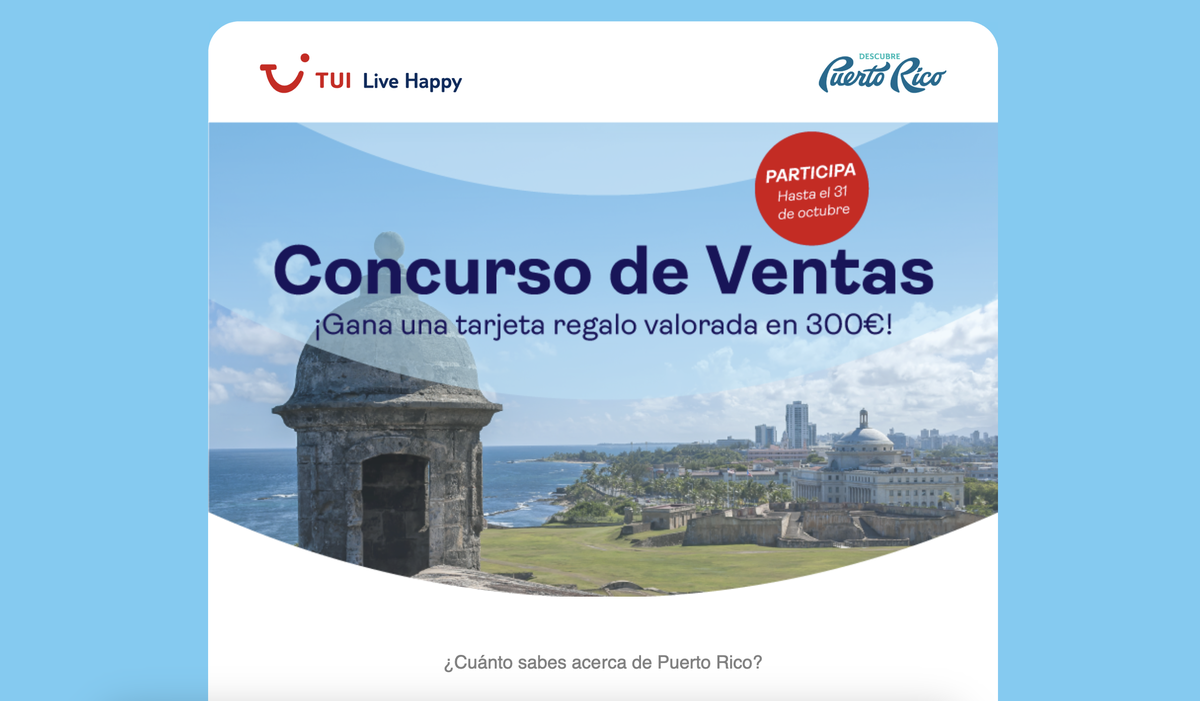 Campaña de promoción conjunta entre TUI Spain y Discover Puerto Rico.