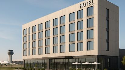 Proyecto de uno de los hoteles de Aena, el ubicado en la T2 del aeropuerto de Madrid-Barajas.