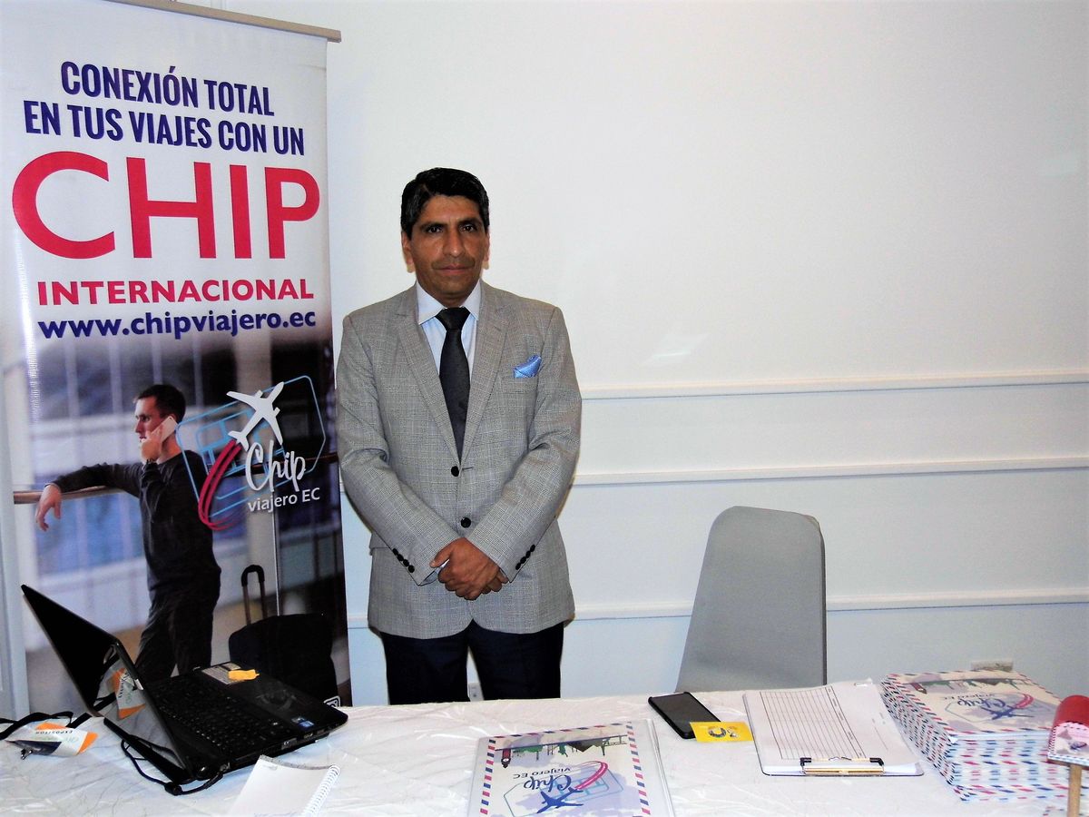 Alberto Novillo, consultor de ventas de Chip Viajero EC. Esta marca acercó sus mejores ofertas e incentivos para los agentes de viajes de Quito. 