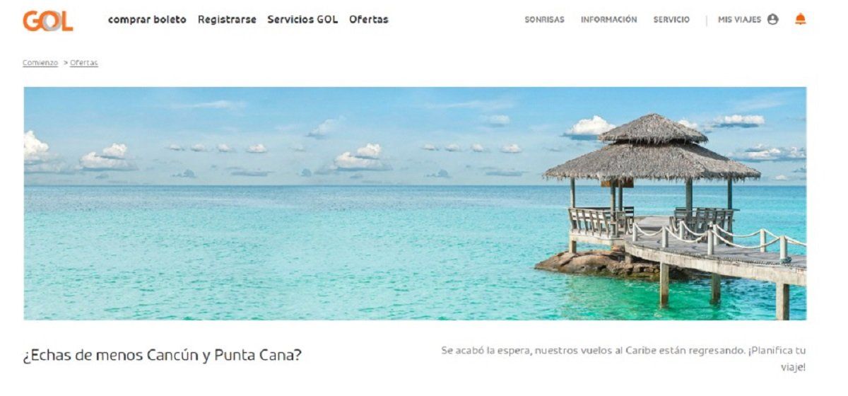 La aerolínea brasileña GOL regresará en noviembre a Cancún, en virtud de que México no impone restricciones a los viajeros de Brasil.