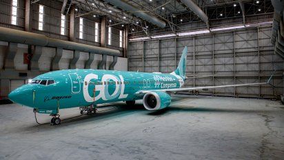 El B-737MAX 8 de Gol Linhas Aéreas, que homenajea las iniciativas medioambientales.