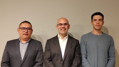 Representantes de Avianca en el encuentro con agentes de viajes: Daniel Bautista, ejecutivo de Cuenta; Juan Francisco Posada, gerente comercial México y Caribe; y Giancarlo Melani, especialista senior de Proyectos Comerciales.