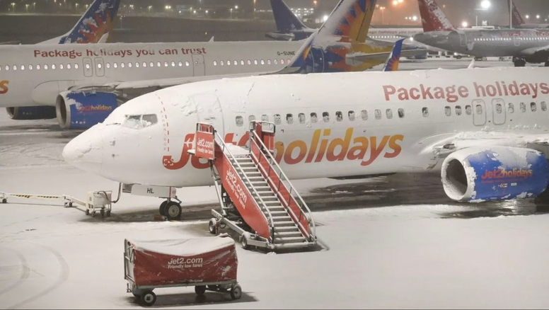 Uno de los vuelos en Heathrow afectados por la tormenta Goretti en Reino Unido.