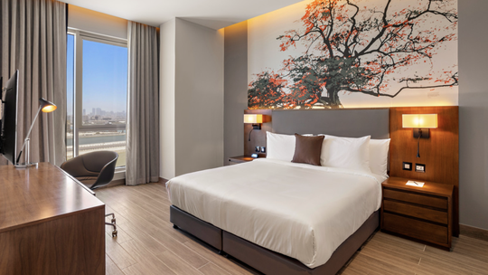 Una de las habitaciones del nuevo alojamiento de la cadena de hoteles Barceló en Baréin.