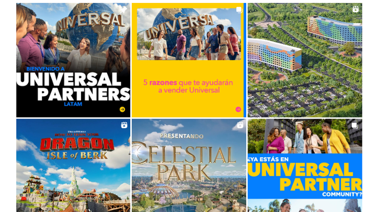 Universal Destinations & Experiences presentó un perfil de Instagram dedicado a agencias de viajes.