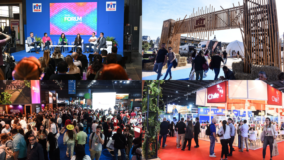 La Feria Internacional de Turismo de Am&eacute;rica Latina cuenta con espacios tem&aacute;ticos. Arriba: FIT Tech y FIT Outdoor. Abajo: FIT Nacional y FIT Internacional.