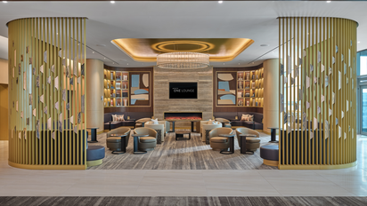 Entrada de la nueva sala lounge de lujo de Delta Air Lines en el aeropuerto JFK de Nueva York, en Estados Unidos.