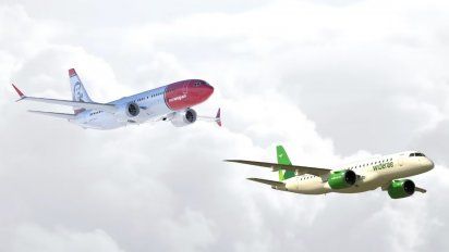 Norwegian Air opera una flota de Boeing B-737MAX y Wideroe, de Embraer E190/E2.