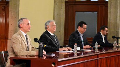 Miguel Torruco, durante la conferencia con autoridades del sector salud.&nbsp;