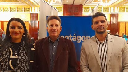 El equipo de Pentágono en ECTU: Patricia Nogueira, Facundo Fernández Insausti y Pablo Trejo.