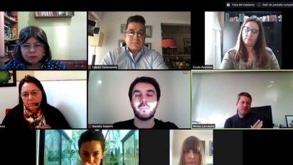 Los representantes de los guias de Turismo reunidos con Matías Lammens.&nbsp;