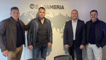 Los socios de Sudameria en la inauguración de las oficinas de Córdoba: Flavio Novara, Hernán Tocalini, Rubén Faber y Leonardo Capasso.