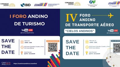 Quito, sede de Foros de Turismo y Transporte Aéreo de la CAN