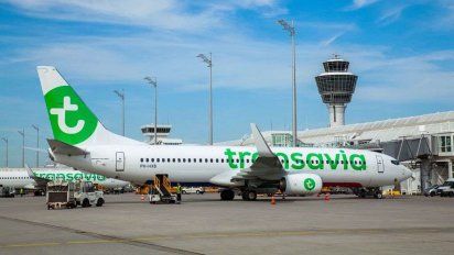 Uno de los Boeing B-737 de Transavia, que pondrá vuelos directos entre Málaga y Montpellier.