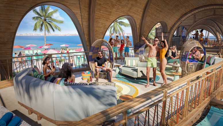 Render de uno de los bares del Royal Caribbean Beach Club de Paradise Island, en las Bahamas.