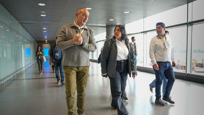 Vista de las obras de ampliación del área de inmigración en el Aeropuerto Internacional El Dorado de Bogotá.