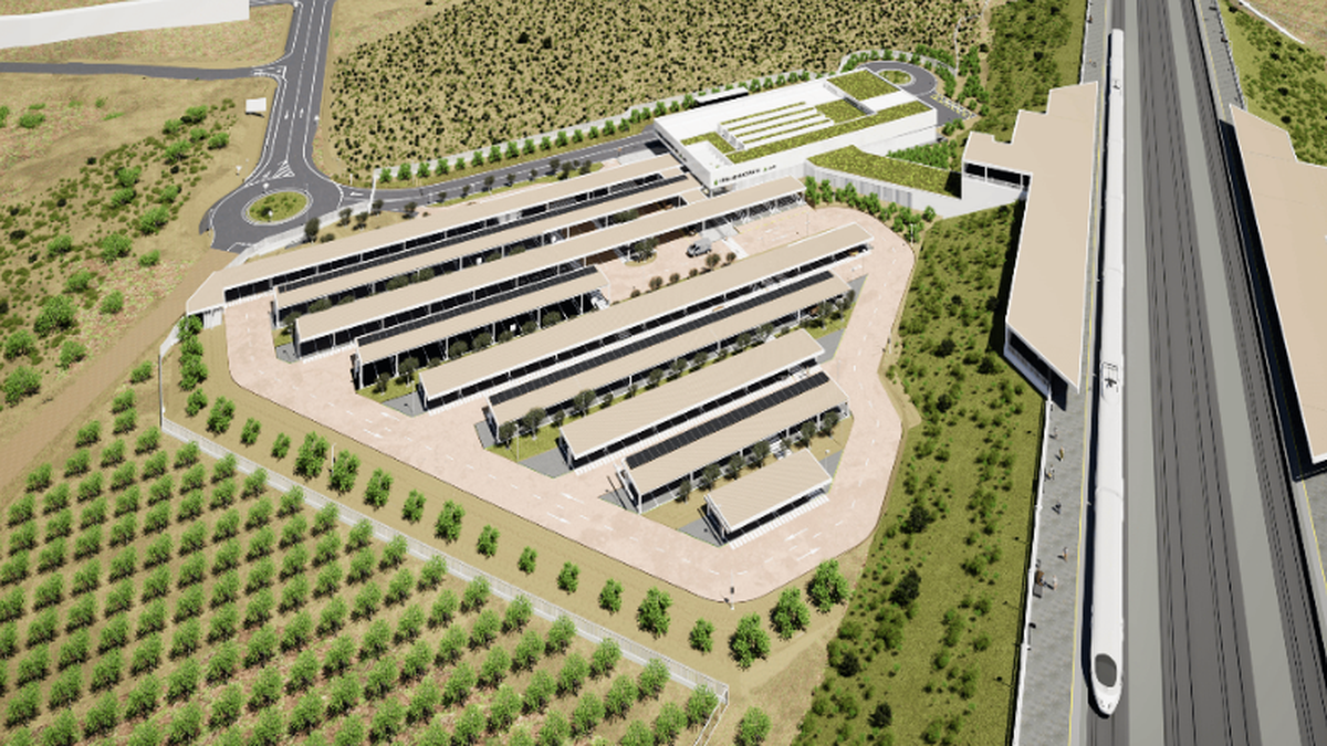 Vista aérea del boceto de la nueva estación de AVE de Almería