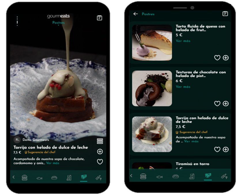 Equipamiento de restaurantes: Gourmeats es lacarta digital que muestra los platos de manera interactiva. 