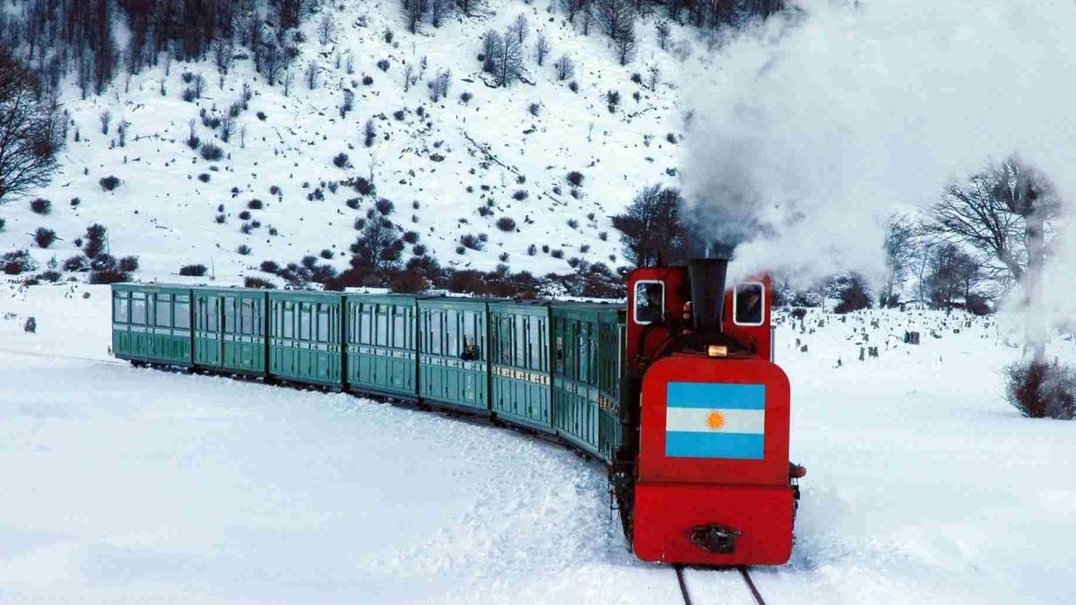 Vacaciones de invierno: las vistas del Tren del Fin del Mundo en un paisaje nevado en Ushuaia.