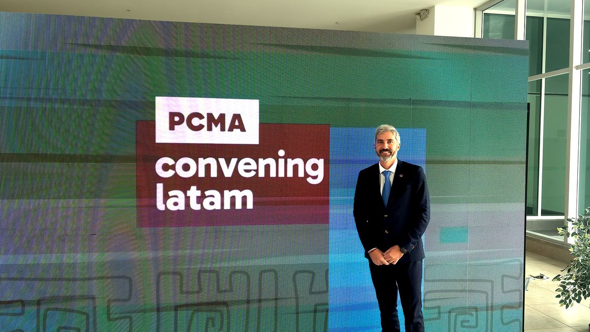 Lucio Vaquero, director regional para Latinoamérica de PCMA, durante el Convening Latam 2026, en Quito.