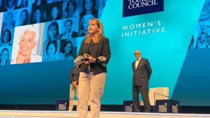 Gloria Guevara Manzo, presidenta y CEO de WTTC, durante la clausura de la Cumbre Mundial, en Cancún, Quintana Roo.&nbsp;