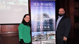 Fernanda Benedetti, gerenta general de Repviajes y; Joao Miranda, gerente regional de ventas y mercadeo Latinoamérica y el Caribe de Norwegian Cruise Line.