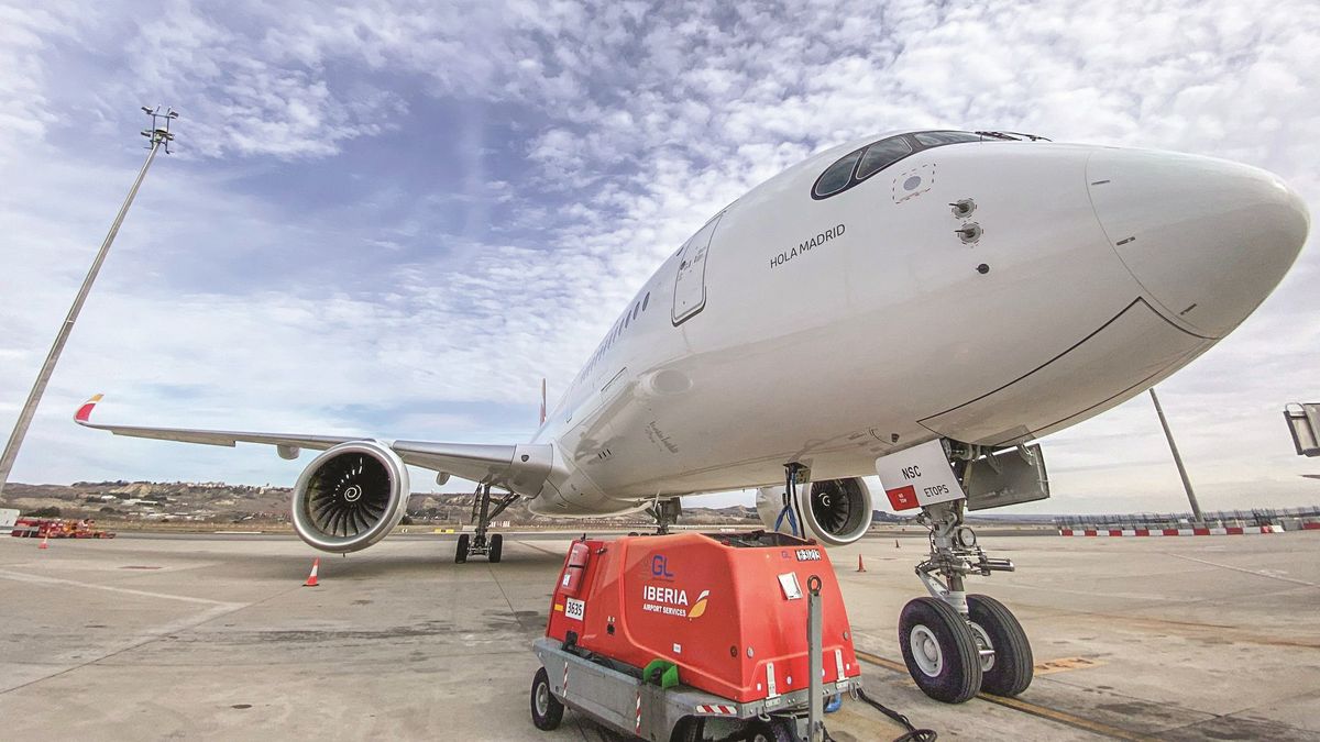 Uno de los aviones de la flota de Iberia.