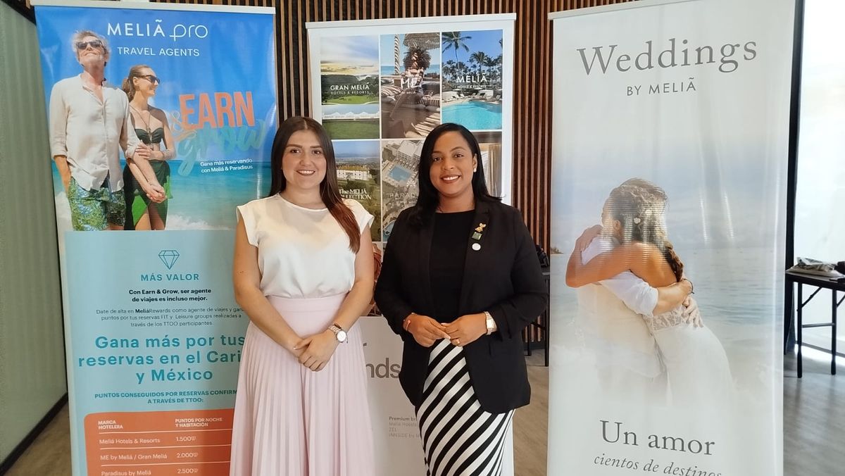 El equipo de Meliá representado por Catalina Londoño y Heinicy Santana, presentó las novedades para el segmento de bodas.