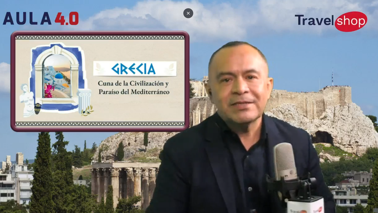 Miguel Galicia encabezó el espacio Aula 4.0 de Operadora Travel Shop para destacar la oferta de Grecia.