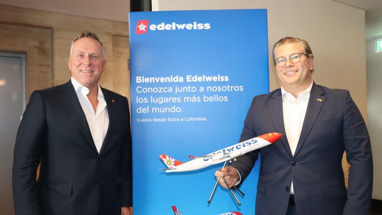 Bernd Bauer, CEO Edelweiss Air y Felipe Bonifatti, director general para Sudamérica y el Caribe de Lufthansa Group.