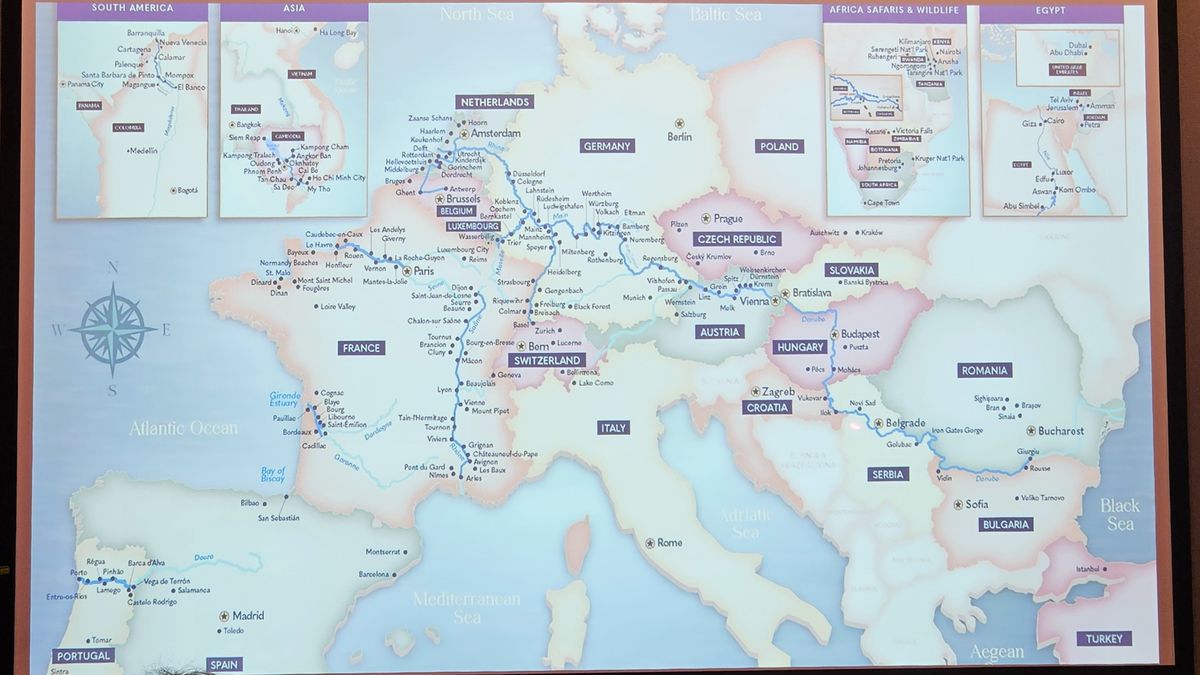 Mapa de recorrido de los circuitos AmaWaterways.