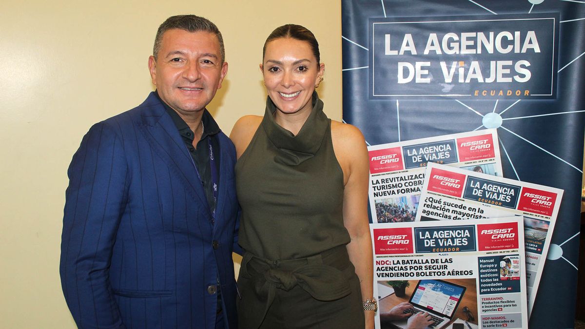 Giovanny Pinargote, presidente de Citadel Mayorista de Turismo, y Jéssica Sánchez, coordinadora comercial de Ladevi Ecuador. Giovanny Pinargote, presidente de Citadel Mayorista de Turismo, y Jéssica Sánchez, coordinadora comercial de Ladevi Ecuador.