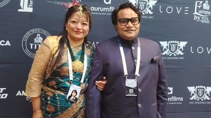 Carmen Morgana y Vinay Sharma en el evento de The Indian Travel Life en CIudad de México.